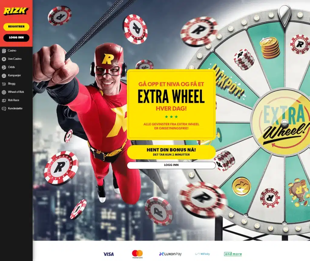 Rizk live casino med ruletthjul